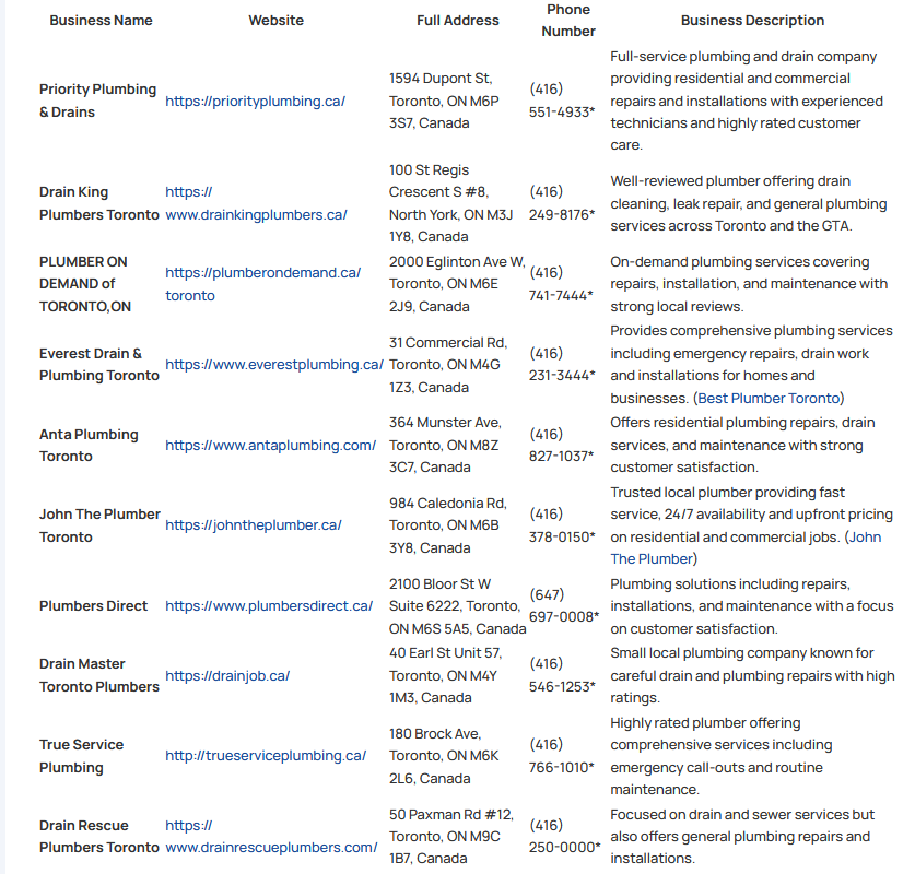 TOP 10 plumbers in Toronto, ON